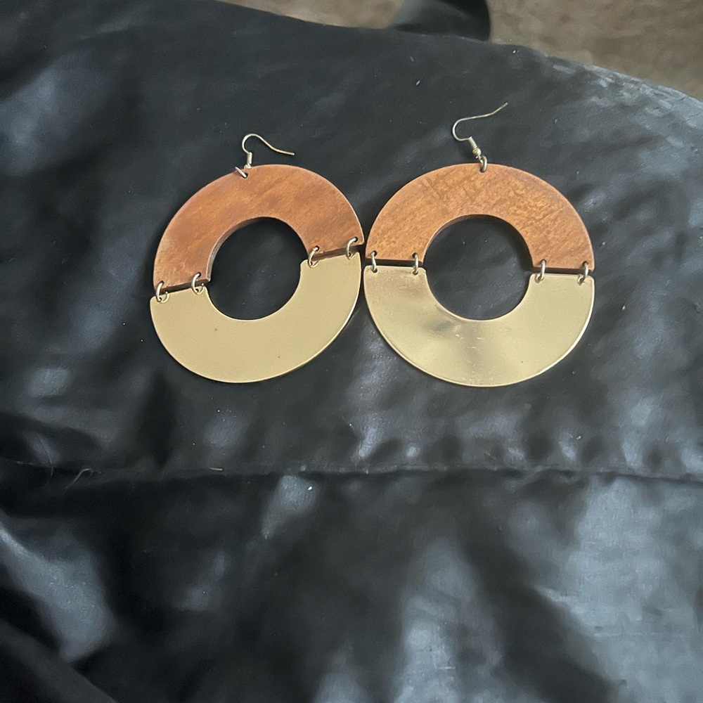 Two-Tone Large Circular Earrings